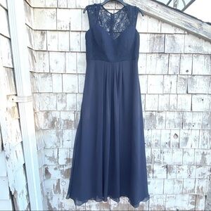 Bill Levkoff Lace Top Sweetheart Bridesmaid Maxi Dress